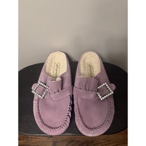 Free People Lush‎ Lavender Suede Buckle Shearling After Riding Clogs NWT 9 Boho